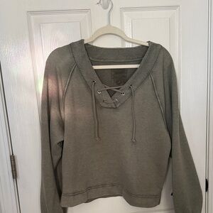 Aerie Olive Lace-Up Sweatshirt